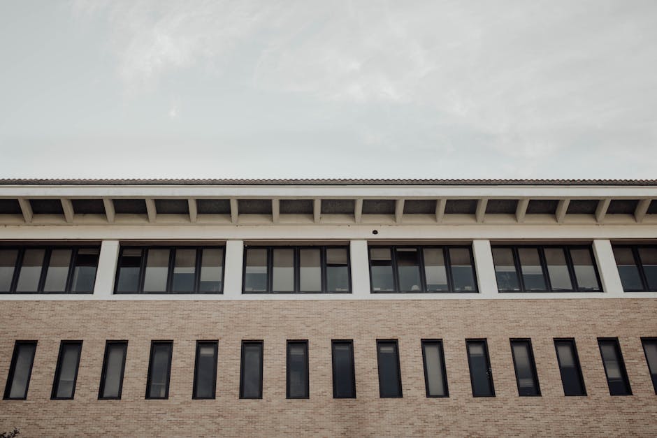 Modern construction company office building exterior for home remodeling business